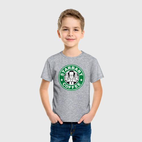 Детская футболка хлопок с принтом Starbart coffee, фото на моделе #1