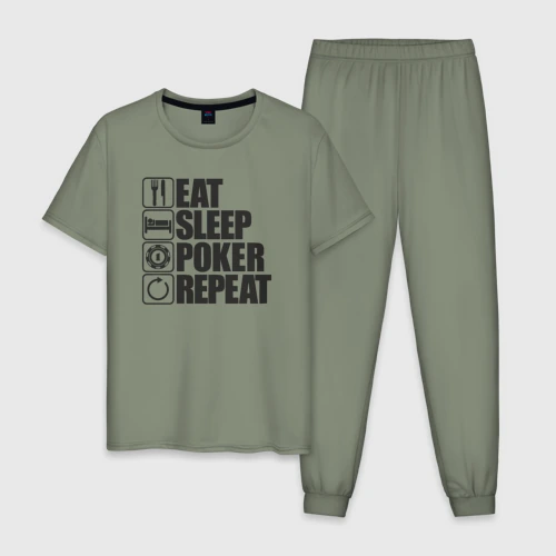 Мужская пижама хлопок Eat, sleep, poker, repeat