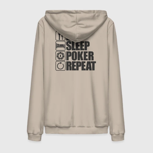 Мужская толстовка на молнии хлопок Eat, sleep, poker, repeat