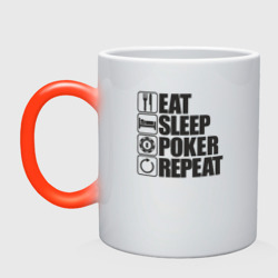 Кружка хамелеон Eat, sleep, poker, repeat