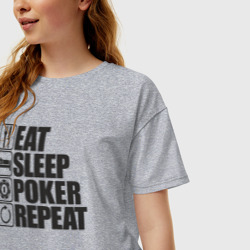 Женская футболка хлопок Oversize Eat, sleep, poker, repeat - фото 2