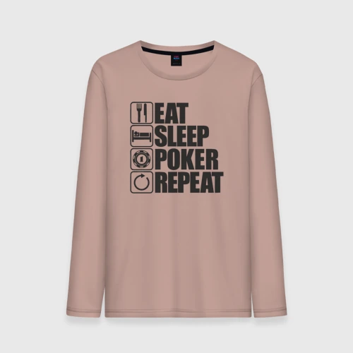 Мужской лонгслив хлопок Eat, sleep, poker, repeat