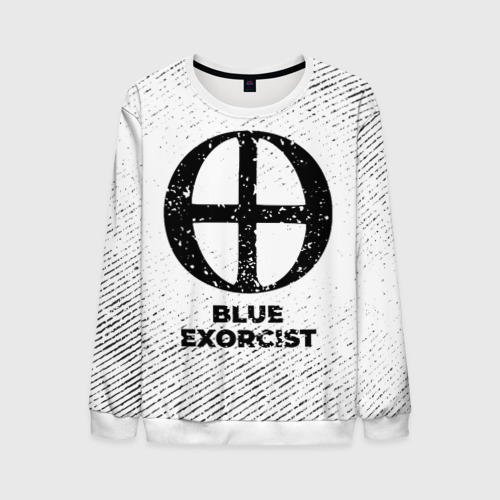Мужской свитшот 3D Blue Exorcist с потертостями на светлом фоне, цвет белый