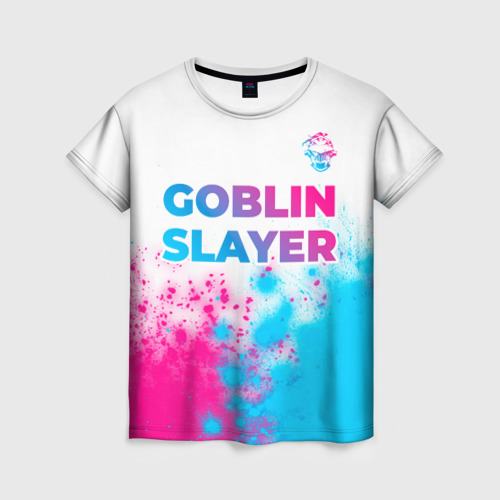 Женская футболка 3D Goblin Slayer neon gradient style: символ сверху, цвет 3D печать