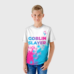 Детская футболка 3D Goblin Slayer neon gradient style: символ сверху - фото 2