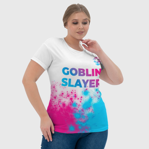 Женская футболка 3D Goblin Slayer neon gradient style: символ сверху, цвет 3D печать - фото 6