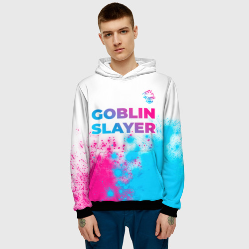 Мужская толстовка 3D Goblin Slayer neon gradient style: символ сверху, цвет черный - фото 3