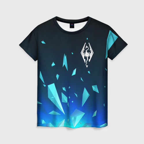 Женская футболка 3D с принтом Skyrim взрыв частиц, вид спереди #2