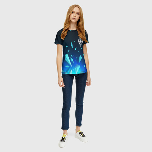Женская футболка 3D с принтом Skyrim взрыв частиц, вид сбоку #3