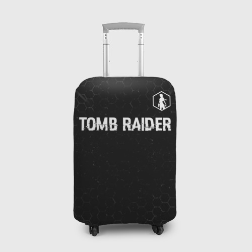 Чехол для чемодана 3D Tomb Raider glitch на темном фоне: символ сверху, цвет 3D печать
