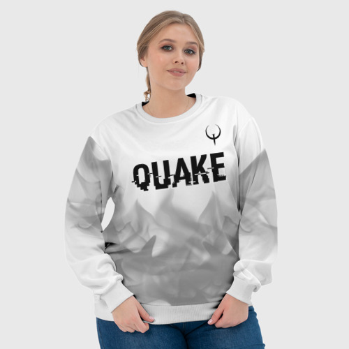 Женский свитшот 3D Quake glitch на светлом фоне: символ сверху, цвет 3D печать - фото 6