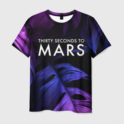 Мужская футболка 3D Thirty Seconds to Mars neon monstera