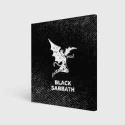 Холст квадратный Black Sabbath с потертостями на темном фоне