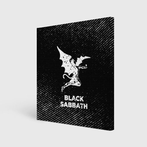 Холст квадратный Black Sabbath с потертостями на темном фоне, цвет 3D печать