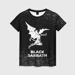 Женская футболка 3D Black Sabbath с потертостями на темном фоне