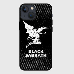 Чехол для iPhone 13 mini Black Sabbath с потертостями на темном фоне