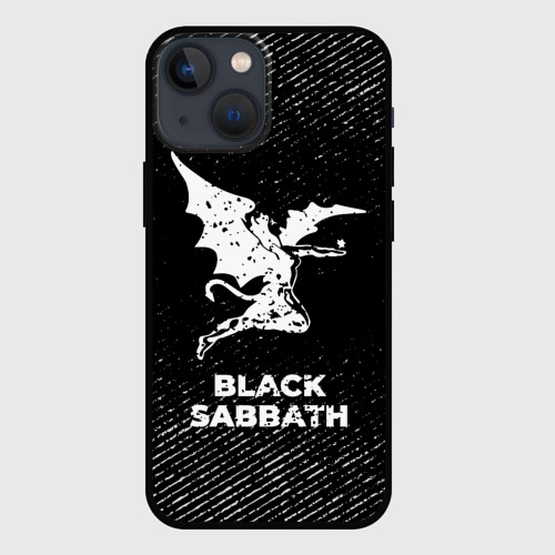 Чехол для iPhone 13 mini Black Sabbath с потертостями на темном фоне