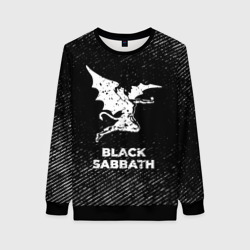 Женский свитшот 3D Black Sabbath с потертостями на темном фоне