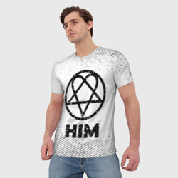 Мужская футболка 3D HIM с потертостями на светлом фоне - фото 2