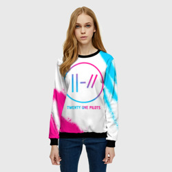 Женский свитшот 3D Twenty One Pilots neon gradient style - фото 2