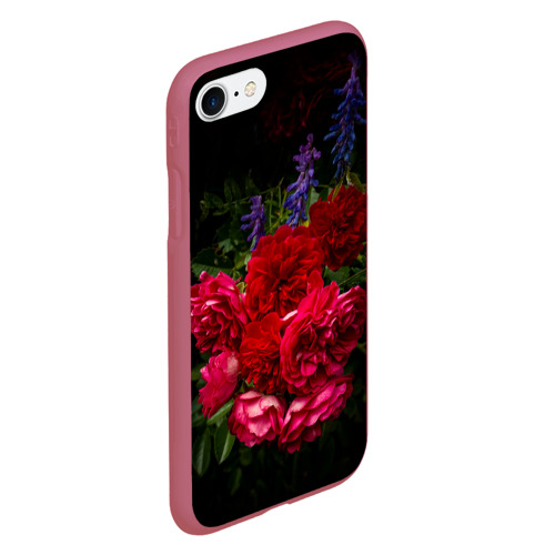 Чехол для iPhone 7/8 матовый с принтом Dark romantic розы и лаванда, вид сбоку #3