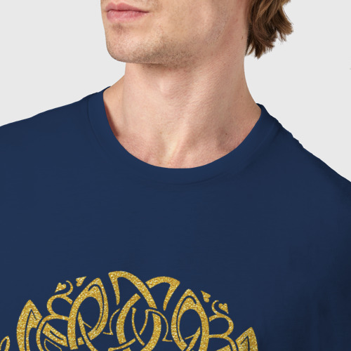 Мужская футболка хлопок Иггдрасиль и вороны, цвет темно-синий - фото 6