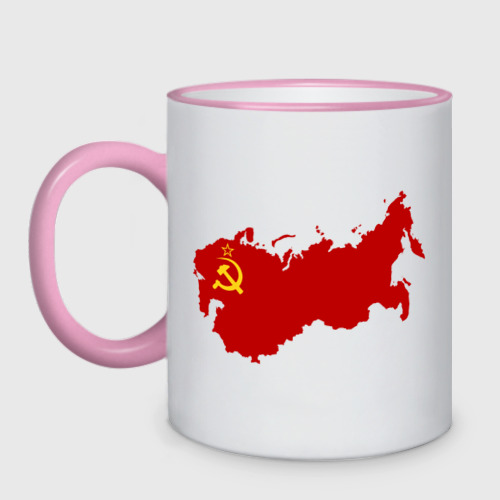 Кружка двухцветная Страна СССР флаг, цвет Кант розовый