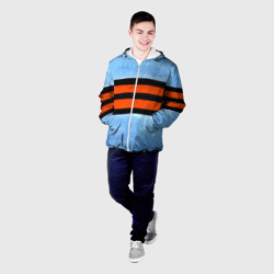 Мужская куртка 3D Георгиевская лента на голубом фоне - фото 2