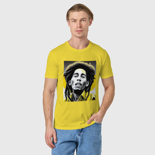 Мужская футболка хлопок Bob Marley Digital Art, цвет желтый - фото 3