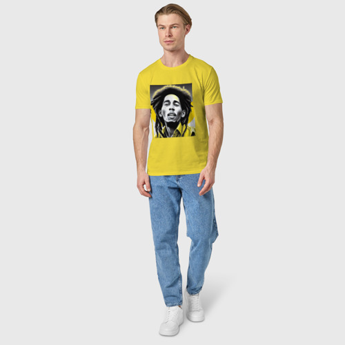 Мужская футболка хлопок Bob Marley Digital Art, цвет желтый - фото 5