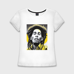 Женская футболка хлопок Slim Bob Marley Digital Art