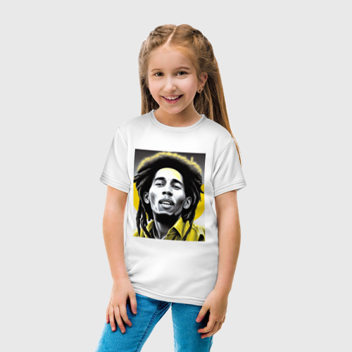 Детская футболка хлопок Bob Marley Digital Art, цвет белый - фото 5