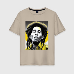 Женская футболка хлопок Oversize Bob Marley Digital Art