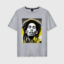 Женская футболка хлопок Oversize Bob Marley Digital Art