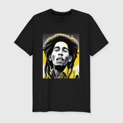 Bob Marley Digital Art – Мужская футболка хлопок Slim с принтом купить