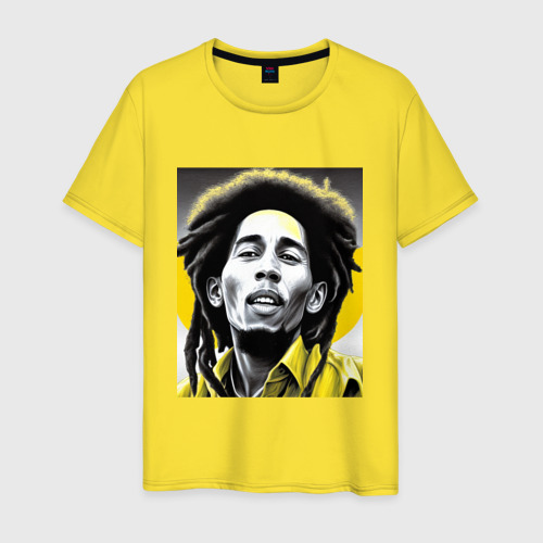 Мужская футболка хлопок Bob Marley Digital Art, цвет желтый