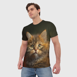 Мужская футболка 3D Пушистый рыжий котенок - фото 2