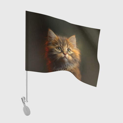 Флаг для автомобиля Пушистый рыжий котенок
