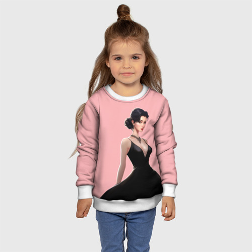 Детский свитшот 3D Girl in black dress - Pink, цвет 3D печать - фото 7