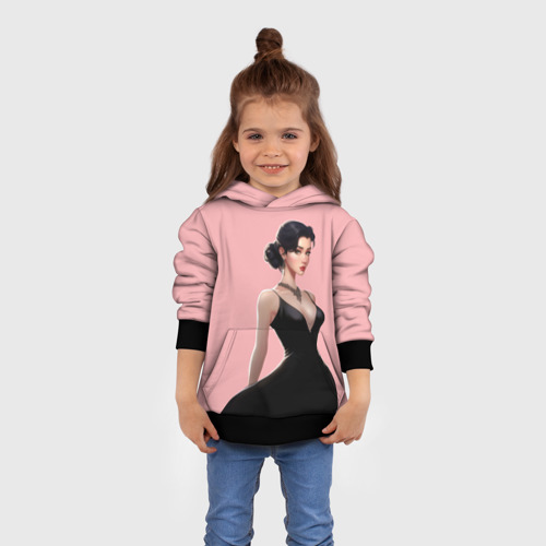 Детская толстовка 3D Girl in black dress - Pink, цвет черный - фото 4