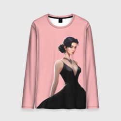 Мужской лонгслив 3D Girl in black dress - Pink