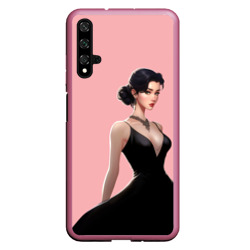 Чехол для Honor 20 Girl in black dress - Pink