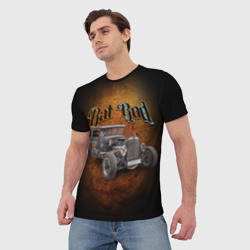 Мужская футболка 3D Винтажная американская машина в rat стиле - фото 2