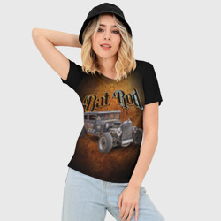 Женская футболка 3D Slim Винтажная американская машина в rat стиле - фото 2
