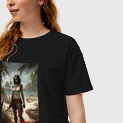 Женская футболка хлопок Oversize Девушка на мертвом острове - фото 2
