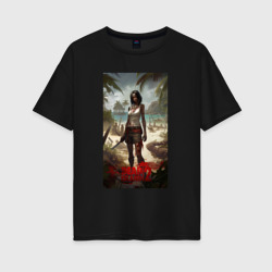 Женская футболка хлопок Oversize Девушка на мертвом острове