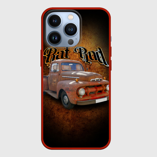 Чехол для iPhone 13 Pro Винтажный автомобиль Ford F-1 в rat стиле, цвет красный