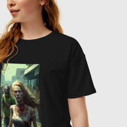 Женская футболка хлопок Oversize Девушка зомби - фото 2