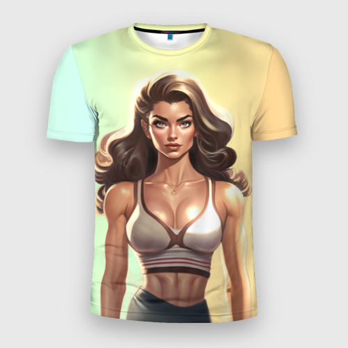 Мужская футболка 3D Slim Fitness girl sport, цвет 3D печать