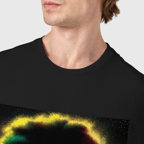 Мужская футболка хлопок Многоцветный Боб Марли Граффити Арт, цвет черный - фото 6